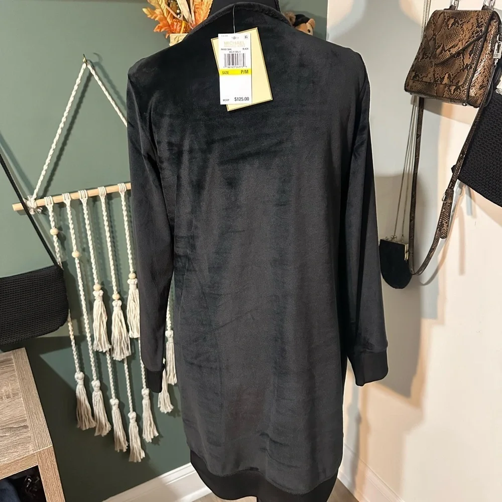 Michael Kors Black Lace-Up Long Sleeve Dress